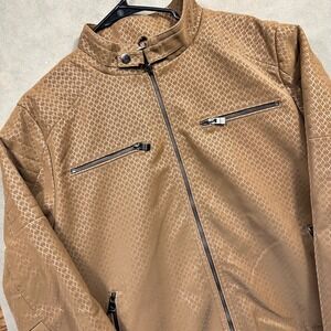 Xray Jeans Moto Jacket Womens Large Brown Geometric Textured‎ XRJK51004 New